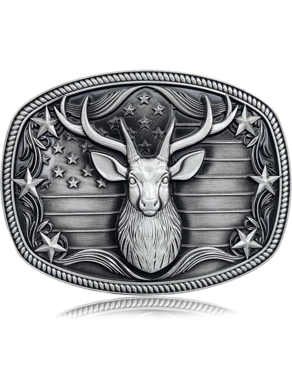 Men Deer Vintage Silver Cowboy Belt Buckle Vintage Western Country Buckle